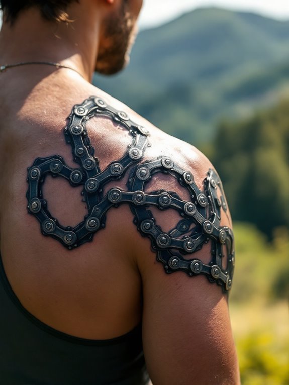 bicycle chain shoulder tattoo