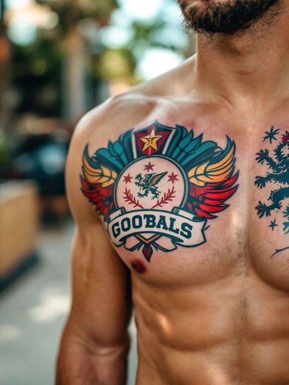 chest tattoo of favorite sports team