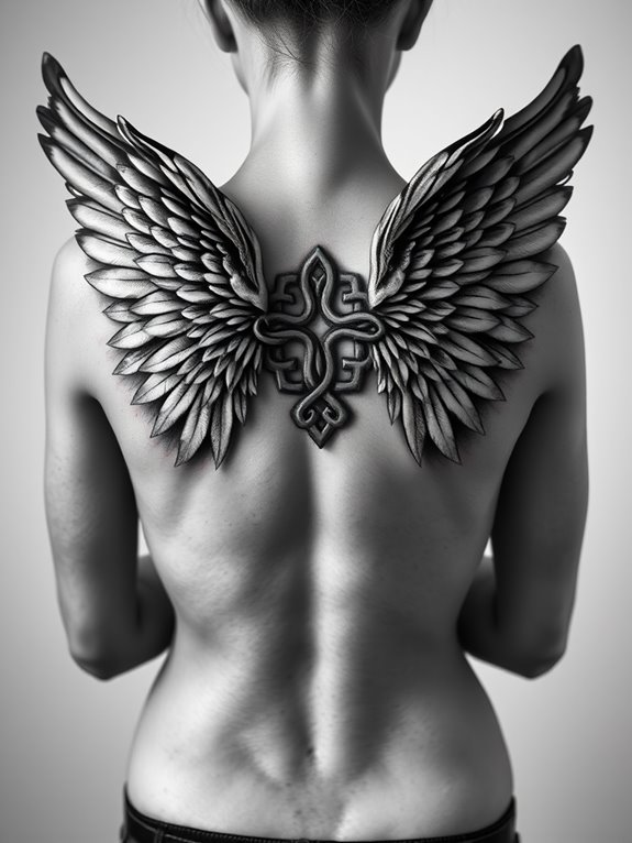 cross tattoo with angel wings