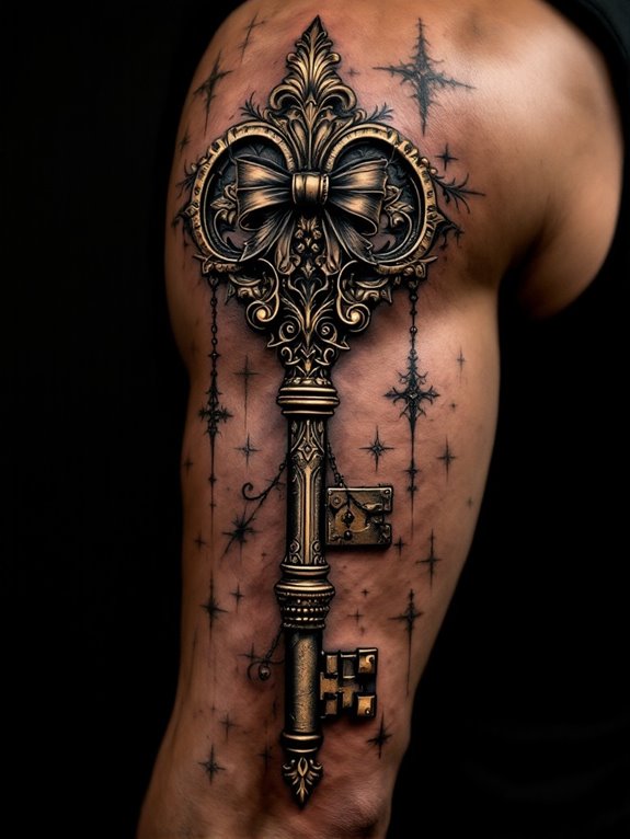 key and lock arm tattoo