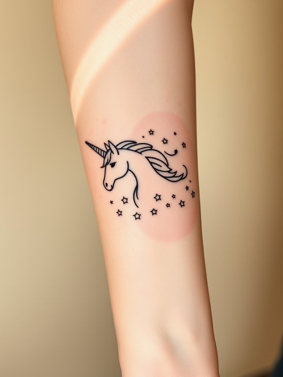 magical unicorn arm tattoo