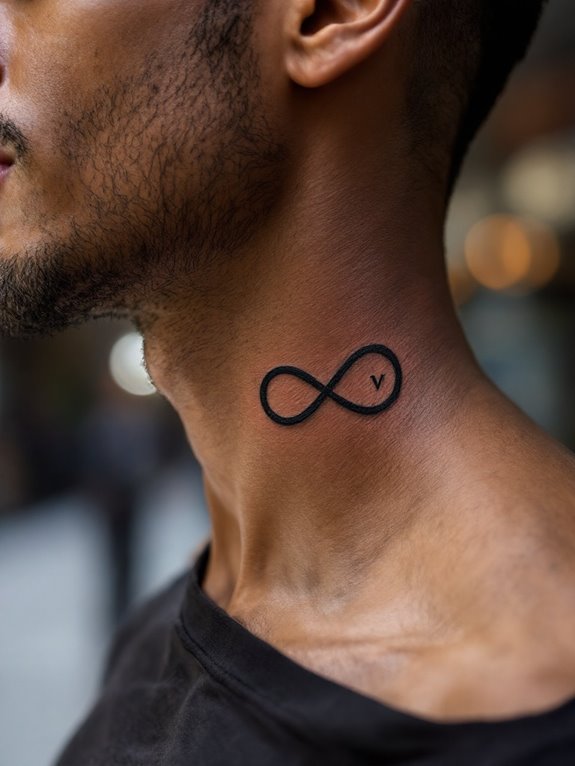 personalized infinity loop neck tattoo