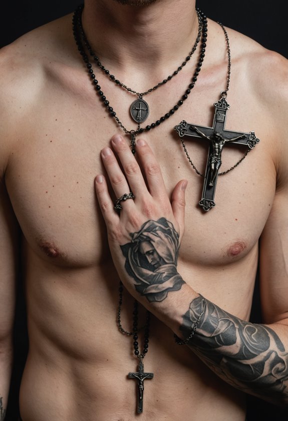 rosary adorned praying hands