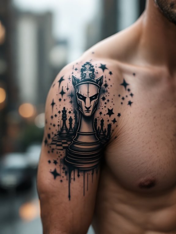 shoulder chess piece tattoo design