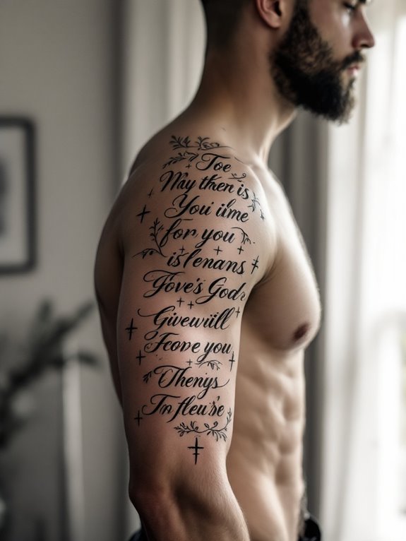 spine inscribed bible verse tattoo