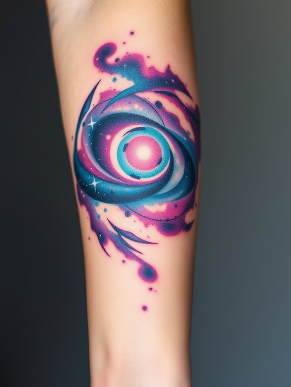 stylish galaxy themed forearm tattoos