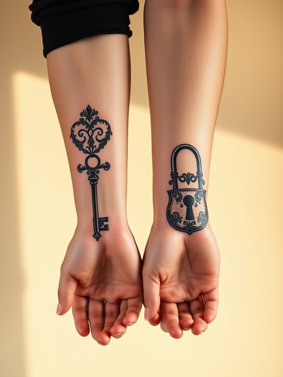 symbolic key lock tattoo