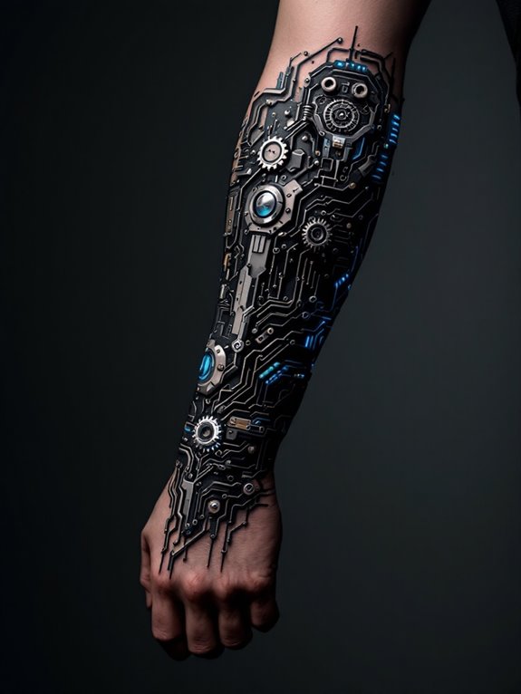 technological cyberpunk circuit board tattoo